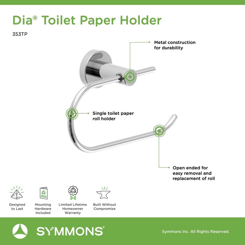 Symmons 353TP Dia Wall-Mounted Toilet Paper Holder in Polished Chrome - Image 5